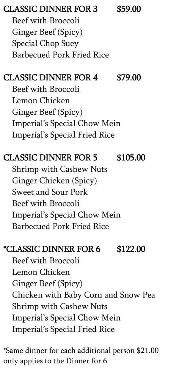 Imperial China Menu