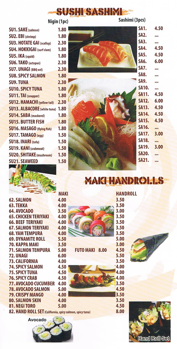 Makisu Sushi Menu