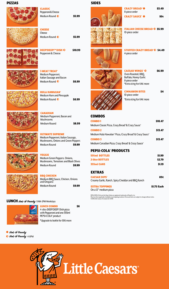 LITTLE CAESARS MENU ONLINE PRINTABLE